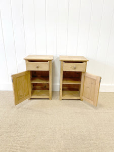 A Charming Pair of Antique English Pine Nightstands