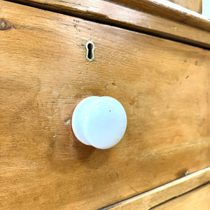 A 19th Century English Pine Linen Press Cupboard with Porcelain Knobs