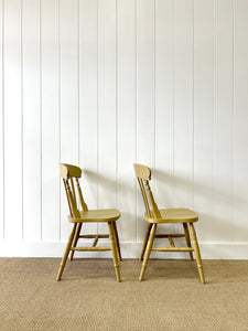 A Vintage Set of 4 Mustard Slat Back Chairs