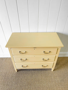 An Antique English Yellow Painted Pine Chest of Drawers Dresser c1890