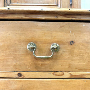 A 19th Century English Pine Linen Press Cupboard with Brass Hardware