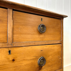 An Antique Rustic English Pine Chest of Drawers Dresser Tulip Feet c1890