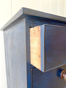 An Antique English Cobalt Blue Painted Pine Chest of Drawers Dresser c1890