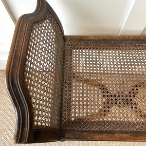 A Sturdy Antique English Caned Small Bench