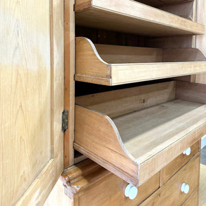 A 19th Century English Pine Linen Press Cupboard with Porcelain Knobs