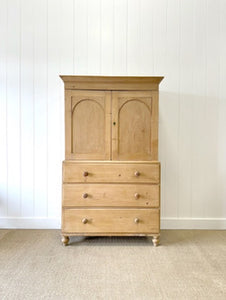 A Delightful 19th Century English Pine Linen Press Cupboard