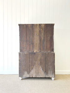 A Good Painted 19th Century English Pine Linen Press Housekeepers Cupboard