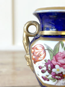 Royal Blue Floral Antique Vase in the style of Le Tallec Porcelain