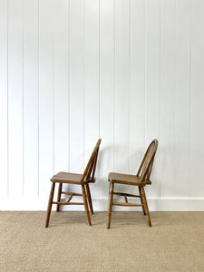 A Pair of Stick Back Elm Windsor Chairs with Natural Finish