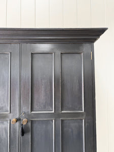 A Handsome English 19th Century Ebonized Pine Housekeeper's Cupboard