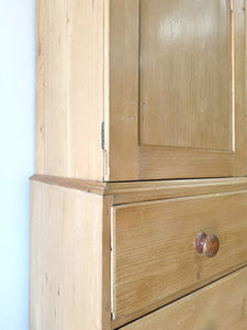 A Delightful 19th Century English Pine Linen Press Cupboard