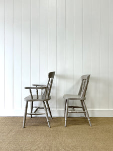 A Vintage Set of 5 Grey Fiddleback Chairs