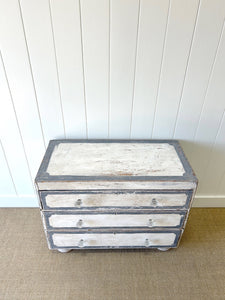 An Antique English Painted Pine Chest of Drawers Dresser with Bun Feet c1890