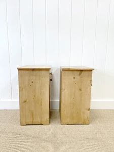 A Charming Pair of Antique English Pine Nightstands