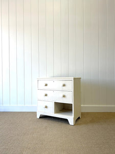 An Antique English Cream Painted Chest of Drawers Dresser c1890