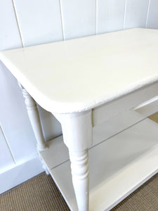 A Painted English Country Pine Night Stand or Console Table c1890