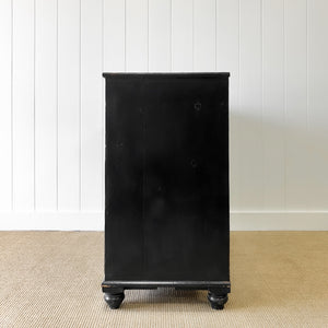 An Ebonized Antique English Chest of Drawers/Dresser