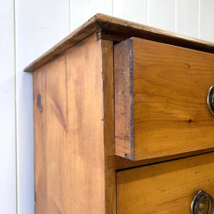 An Antique Rustic English Pine Chest of Drawers Dresser Tulip Feet c1890