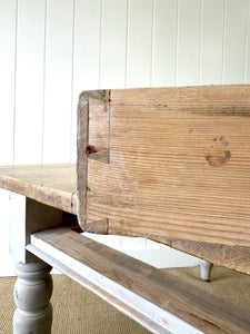 An Antique English Country Pine 4.5 ft Kitchen Dining Table c1890