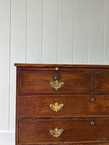 Antique English Early 19th Century Oak Chest of Drawers c1810 with Brushing Slide