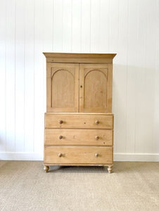 A Delightful 19th Century English Pine Linen Press Cupboard