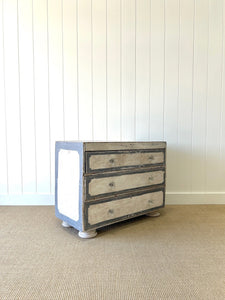 An Antique English Painted Pine Chest of Drawers Dresser with Bun Feet c1890