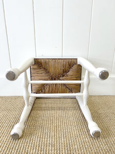 A Vintage English Wooden Stool with Rush Seat