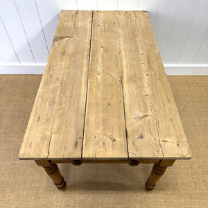 An Antique English Country Pine 4.5 ft Kitchen Dining Table with Scalloped Apron c1890