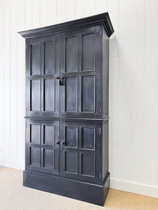 A Handsome English 19th Century Ebonized Pine Housekeeper's Cupboard