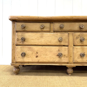 A Light Pine Antique English Sideboard on Tulip Feet c1890