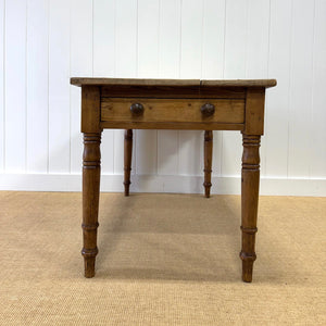 An Antique English Country Pine 4.5 ft Kitchen Dining Table with Scalloped Apron c1890