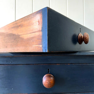 A Navy Blue English Pine Chest of Drawers Dresser c1890