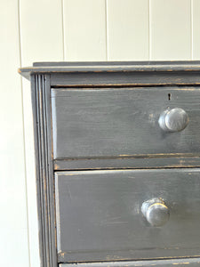 An Ebonized Antique English Pine Chest of Drawers or Dresser