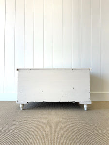 A Rustic Cream Painted English Pine Blanket Box or Coffee Table With Iron Handles