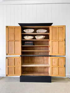 A Handsome English 19th Century Ebonized Pine Housekeeper's Cupboard