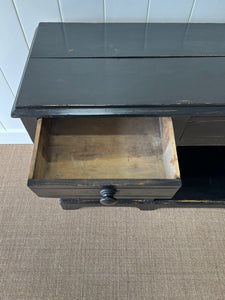 An Ebonzied English Country Pine Buffet Sideboard with "Dog Kennel" center c1860