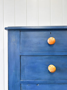 A Blue English Chest of Drawers Dresser c1890