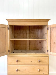 A Delightful 19th Century English Pine Linen Press Cupboard