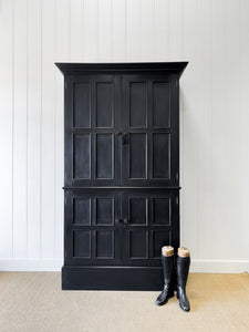 A Handsome English 19th Century Ebonized Pine Housekeeper's Cupboard