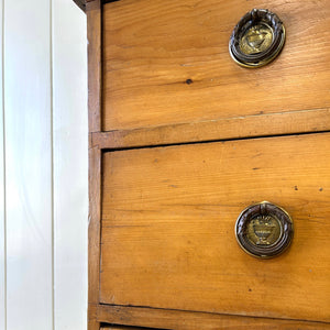 An Antique Rustic English Pine Chest of Drawers Dresser Tulip Feet c1890