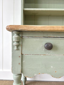 An Antique English Country Painted Kitchen Dresser