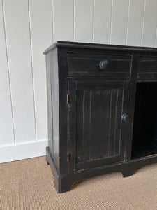 An Ebonzied English Country Pine Buffet Sideboard with "Dog Kennel" center c1860