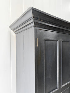 A Handsome English 19th Century Ebonized Pine Housekeeper's Cupboard