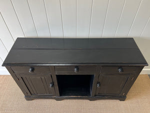 An Ebonzied English Country Pine Buffet Sideboard with "Dog Kennel" center c1860