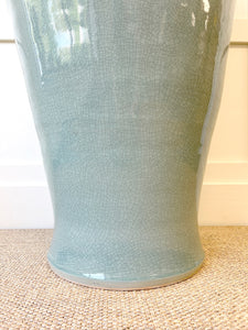 A Vintage Beautiful Monumental Chinese Porcelain Celadon Green Soldier Vase 52" Tall