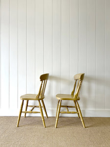 A Vintage Set of 4 Mustard Slat Back Chairs