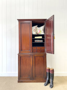 A Large 19th Century English Mahogany Linen Press Cupboard