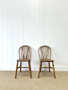 A Pair of Stick Back Elm Windsor Chairs with Natural Finish