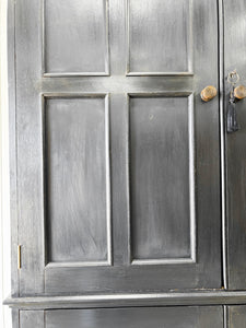 A Handsome English 19th Century Ebonized Pine Housekeeper's Cupboard