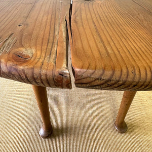 An Antique Irish Pine Oval Drop Leaf Kitchen Dining Table with Spoon Feet